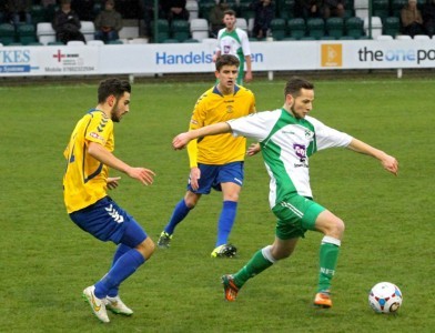 Action from Stocksbridge's incredible win at FA Trophy holders North Ferriby. Picture: Ian Revitt