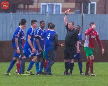 Harrogate's Dan Barrett saw red and will still have to serve a ban. Picture: Mark Gledhill