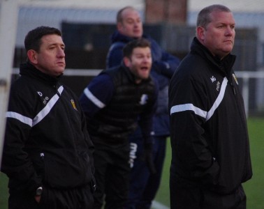 Handsworth boss Peter Duffield and assistant Mick Gober (right)