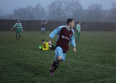 Jordan Coduri celebrates after scoring for AFC Emley in the 5-0 win over Glasshoughton