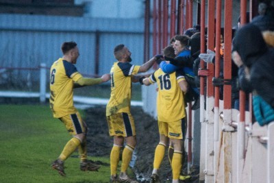 Tadcaster Albion celebrate during the 4-1 win over Worksop Town. Picture: Ian Parker