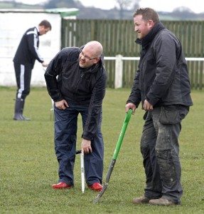 Players and volunteers made sure Penistone's match with Yorkshire Amateur went ahead. Picture: Ian Revitt