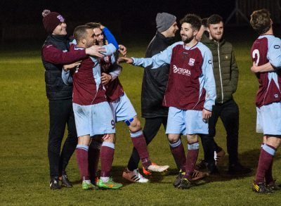 Emley pictured celebrating their semi-final win over Penistone Church. Picture: thesaturdayboy.co.uk