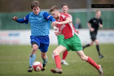 Action from Harrogate Railway 4-1 New Mills. Picture: Caught Light Photography 