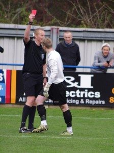 Archie Sneath receives his red card