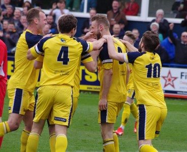 Tadcaster celebrate Corner's second goal