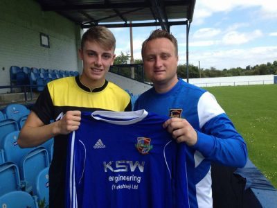 Regan Fish with Pontefract Collieries manager Craig Parry