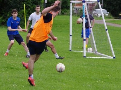 A trialist goes for goal 