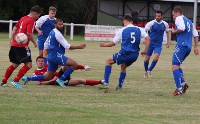 Tom Woolard's goal appeared to have won it for Knaresborough. Picture: Craig Dinsdale