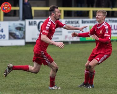 Alex Peterson (left) sealed the points for Ossett Town in the final minute. Picture: Mark Gledhill 