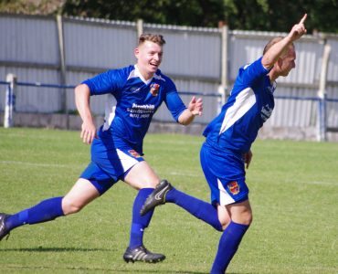 Chris Wood (right) scored a six-minute hat-trick for Pontefract at AFC Emley