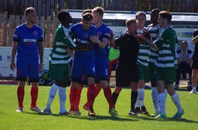 Referee Pete Walker was calm and composed throughout 