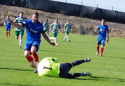 Allott appeals after a back-pass...