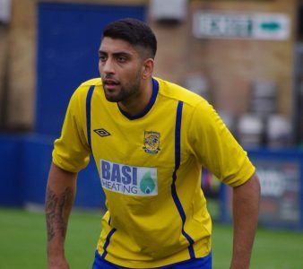 Albion defender Aran Basi saw red for his comments to the officials after Dhesi's goal