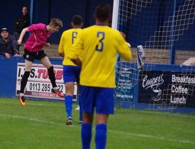 A collectors goal: A rare headed goal from Mark Simpson