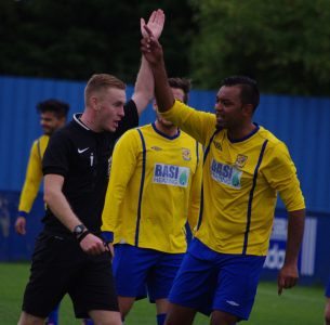 Referee Danny Jarvis sent one Albion Sports player off