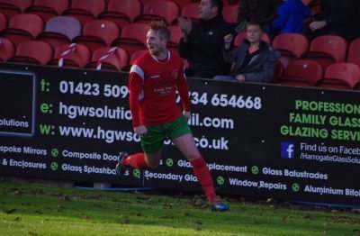 Chris Ovington celebrates scoring the third